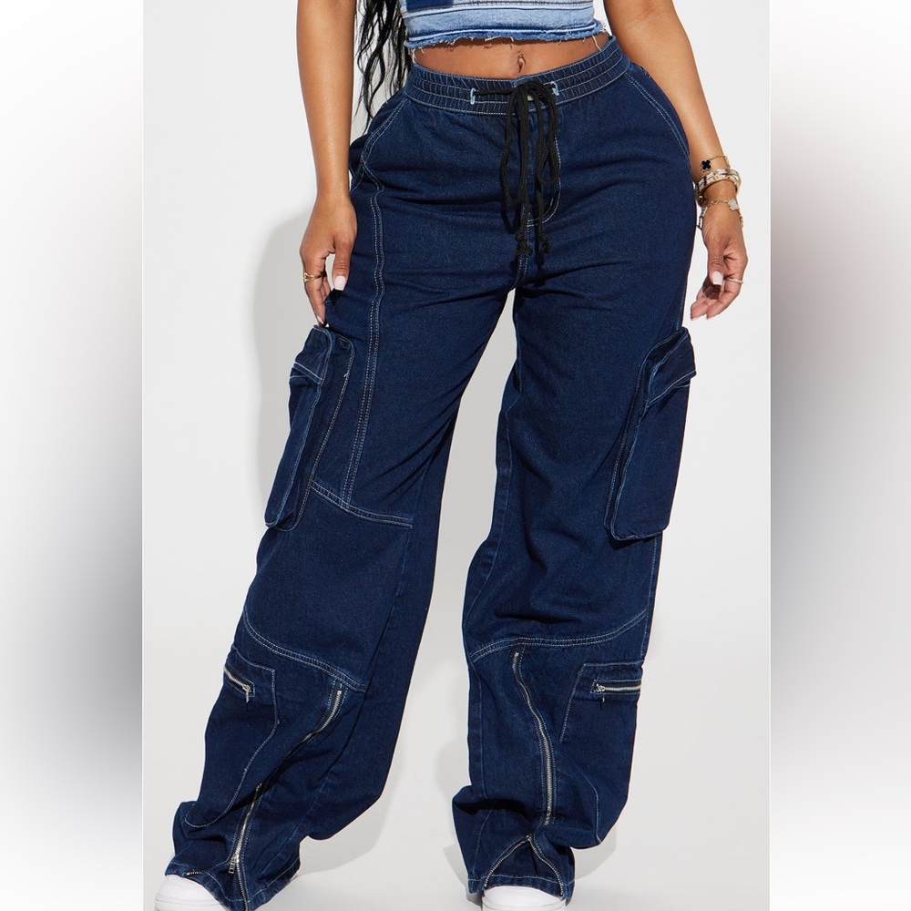 Dark Wash Cargo Jeans